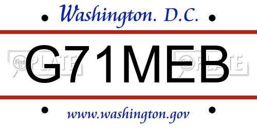 G71MEB District Of Columbia License Plate