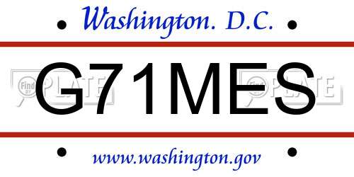 G71MES District Of Columbia License Plate