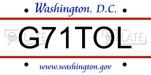 G71TOL District Of Columbia License Plate