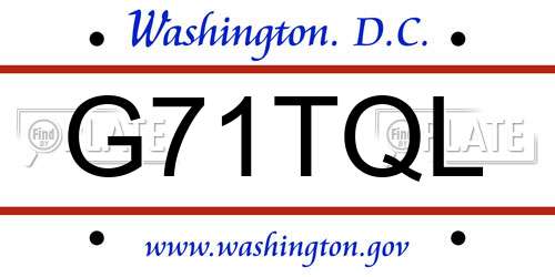G71TQL District Of Columbia License Plate
