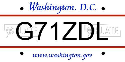 G71ZDL District Of Columbia License Plate