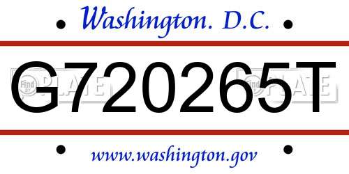 G720265T District Of Columbia License Plate