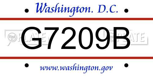 G7209B District Of Columbia License Plate