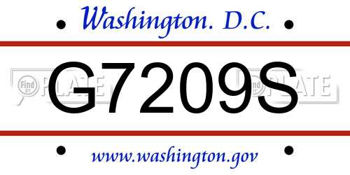 G7209S District Of Columbia License Plate