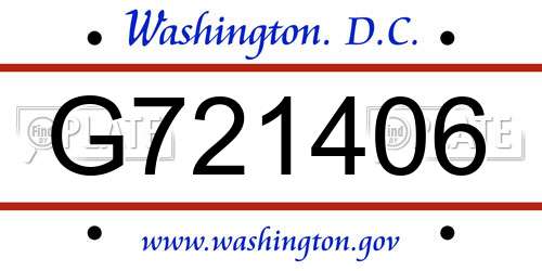 G721406 District Of Columbia License Plate