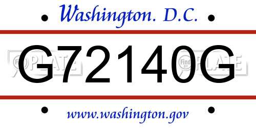 G72140G District Of Columbia License Plate