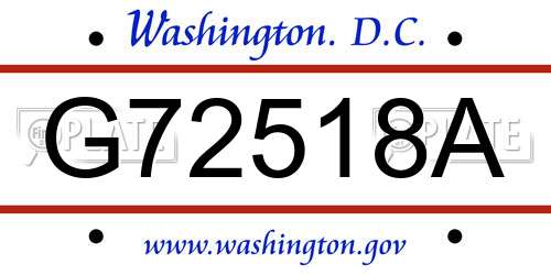 G72518A District Of Columbia License Plate