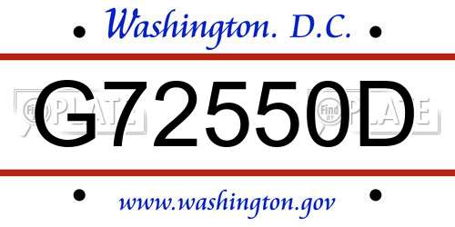G72550D District Of Columbia License Plate