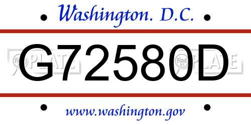 G72580D District Of Columbia License Plate