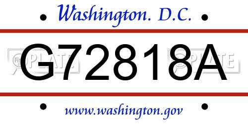 G72818A District Of Columbia License Plate