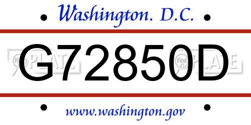 G72850D District Of Columbia License Plate