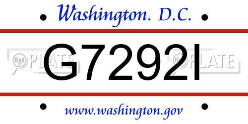 G7292I District Of Columbia License Plate