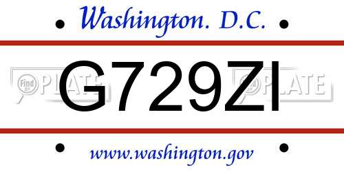 G729ZI District Of Columbia License Plate