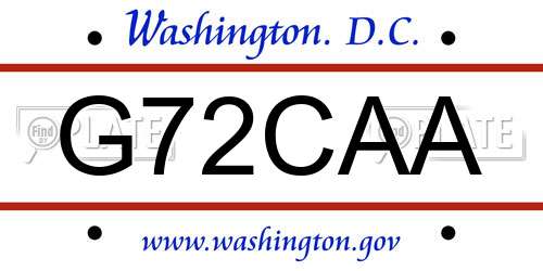 G72CAA District Of Columbia License Plate