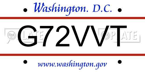 G72VVT District Of Columbia License Plate
