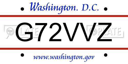 G72VVZ District Of Columbia License Plate