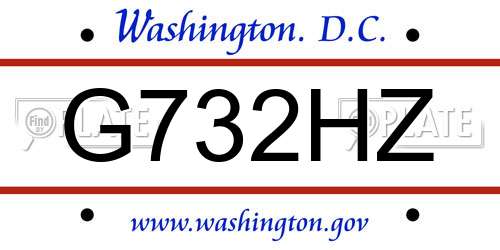 G732HZ District Of Columbia License Plate