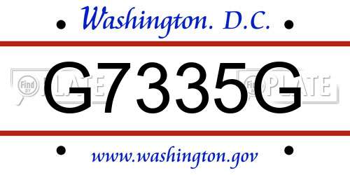 G7335G District Of Columbia License Plate