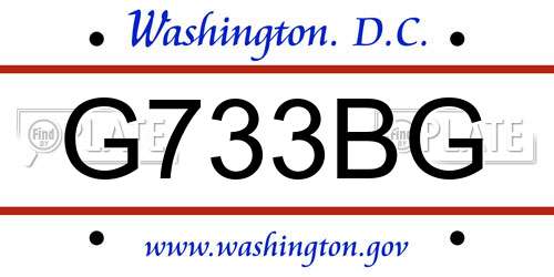 G733BG District Of Columbia License Plate