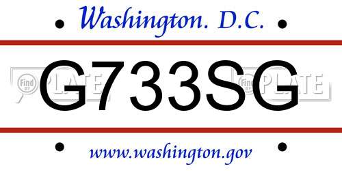 G733SG District Of Columbia License Plate