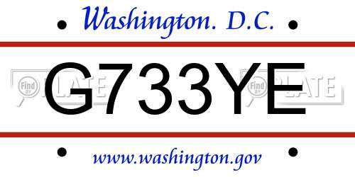 G733YE District Of Columbia License Plate