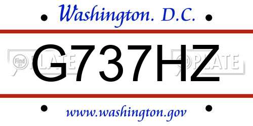 G737HZ District Of Columbia License Plate