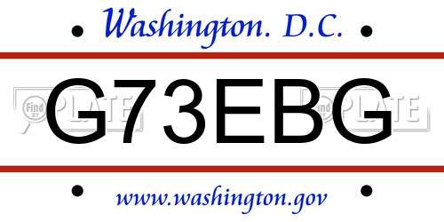 G73EBG District Of Columbia License Plate