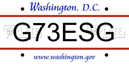 G73ESG District Of Columbia License Plate