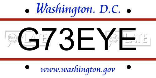 G73EYE District Of Columbia License Plate