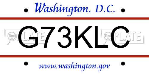 G73KLC District Of Columbia License Plate
