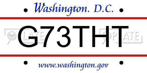 G73THT District Of Columbia License Plate