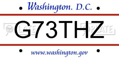 G73THZ District Of Columbia License Plate
