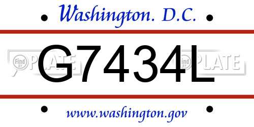 G7434L District Of Columbia License Plate