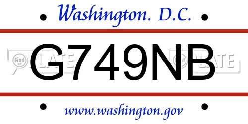 G749NB District Of Columbia License Plate