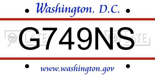 G749NS District Of Columbia License Plate