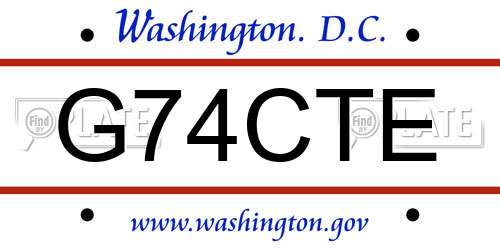 G74CTE District Of Columbia License Plate