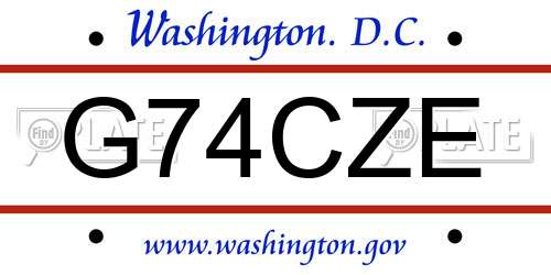 G74CZE District Of Columbia License Plate