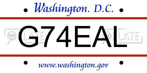 G74EAL District Of Columbia License Plate