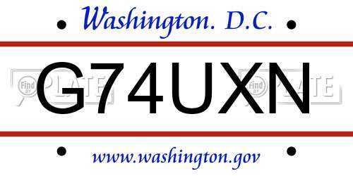 G74UXN District Of Columbia License Plate