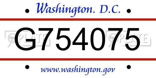 G754075 District Of Columbia License Plate