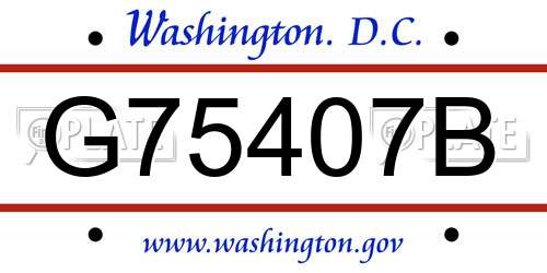 G75407B District Of Columbia License Plate
