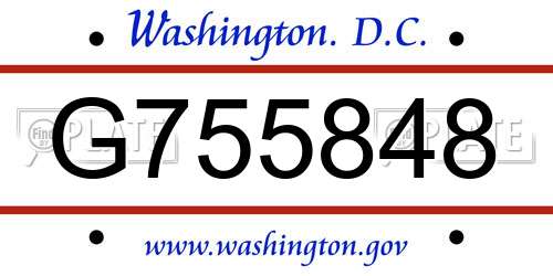 G755848 District Of Columbia License Plate