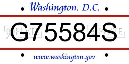 G75584S District Of Columbia License Plate