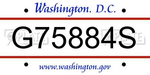 G75884S District Of Columbia License Plate