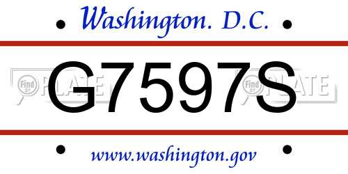 G7597S District Of Columbia License Plate