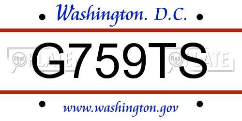 G759TS District Of Columbia License Plate
