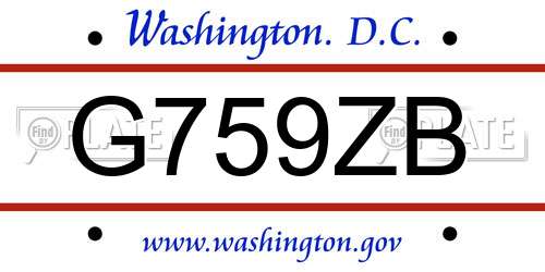 G759ZB District Of Columbia License Plate