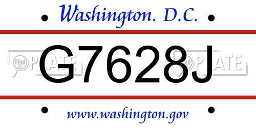 G7628J District Of Columbia License Plate