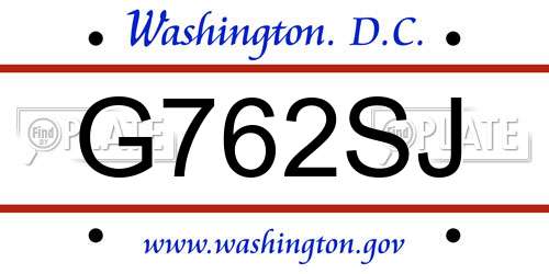 G762SJ District Of Columbia License Plate