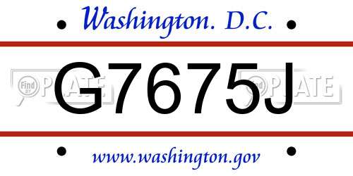 G7675J District Of Columbia License Plate